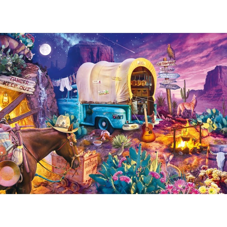 Puzzle - SCHMIDT SPIELE - Camping romantique au Far West - 1000 pieces - Des 12 ans Puzzle - SCHMIDT SPIELE - Camping romantique au Far West - 1000 pieces - Des 12 ans
