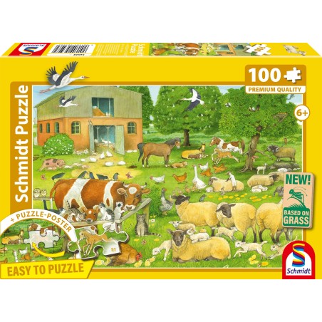 Puzzle - SCHMIDT SPIELE - Familles d'animaux a la ferme - 100 pieces -