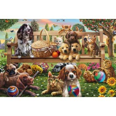 Puzzle - SCHMIDT SPIELE - Chiens et chats en pique-nique - 200 pieces - Des 8 ans