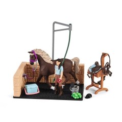 Box de lavage pour chevaux Emily et Luna, coffret schleich avec 19 éléments inclus dont 1 cheval schleich, coffret figurines