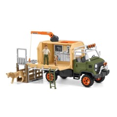 Gros camion de sauvetage d'animaux, coffret de jeu de 45 pieces avec 2 figurines d'animaux, 1 figurine de ranger articulée et d