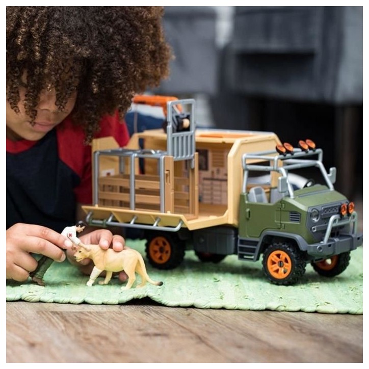 Gros camion de sauvetage d'animaux, coffret de jeu de 45 pieces avec 2 figurines d'animaux, 1 figurine de ranger articulée et d