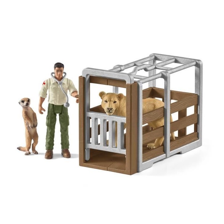 Gros camion de sauvetage d'animaux, coffret de jeu de 45 pieces avec 2 figurines d'animaux, 1 figurine de ranger articulée et d