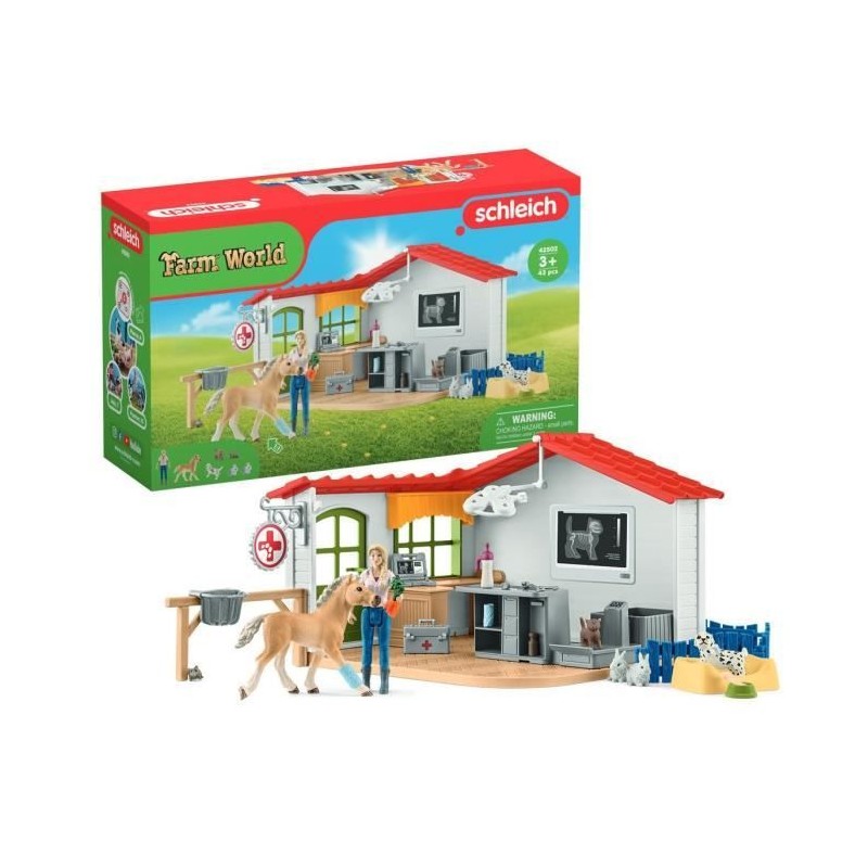 Cabinet vétérinaire avec animaux, coffret de 43 pieces avec figurine