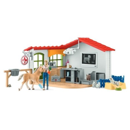 Cabinet vétérinaire avec animaux, coffret de 43 pieces avec figurine vétérinaire, animaux et accessoires, jouets animaux de