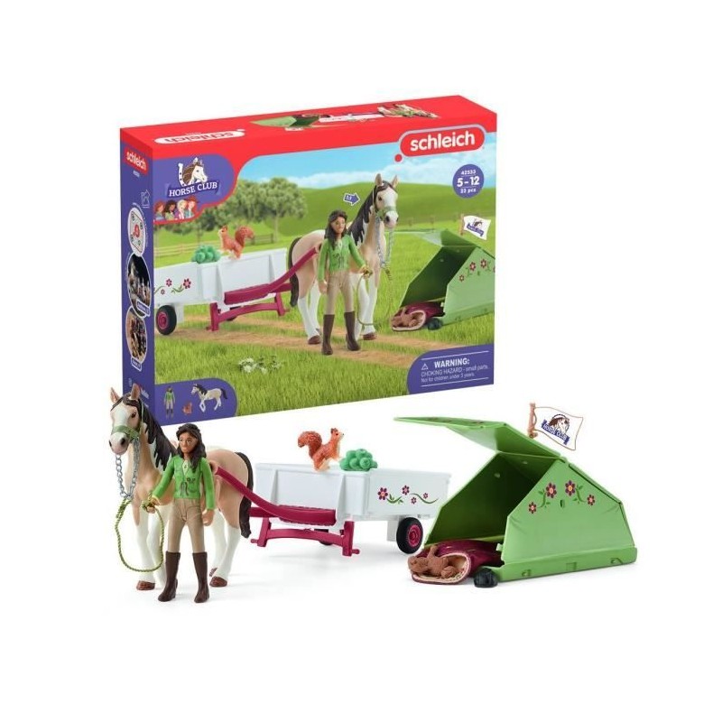 Aventures au camping de Sarah, coffret schleich avec 23 éléments inc