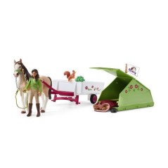 Aventures au camping de Sarah, coffret schleich avec 23 éléments inclus dont 1 cheval schleich et 1 personnage, coffret figuri