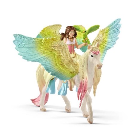 Coffret Magique Pieces avec Fée Surah et son Pégase a Paillettes - Figurine schleich Licorne et Fée avec Bras Mobiles et