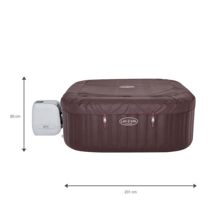 Spa gonflable BESTWAY - Lay-Z-Spa Maldives - 201 x 201 x 80 cm - 5 a 7 places - Carré (Couverture, pompe, cartouche, diffuseur, Spa gonflable BESTWAY - Lay-Z-Spa Maldives - 201 x 201 x 80 cm - 5 a 7 places - Carré (Couverture, pompe, cartouche, diffuseur,