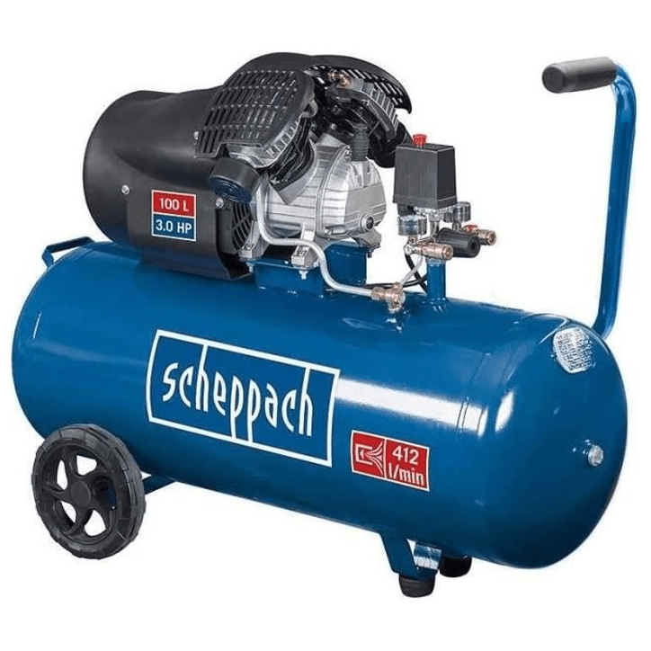 Compresseur d'air horizontal Scheppach HC120DC - 100 L - 2200 W - 10 bars - 3CV - Double cylindre a moteur lubrifié Compresseur d'air horizontal Scheppach HC120DC - 100 L - 2200 W - 10 bars - 3CV - Double cylindre a moteur lubrifié
