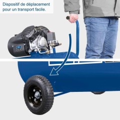 Compresseur d'air horizontal Scheppach HC120DC - 100 L - 2200 W - 10 bars - 3CV - Double cylindre a moteur lubrifié