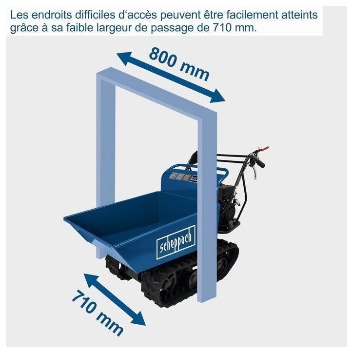 Benne basculante motorisée SCHEPPACH DP4500 charge max. 400kg - 5,6CV - 196 cm³