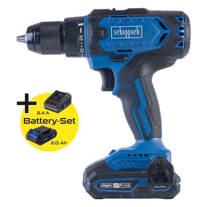 Perceuse visseuse sans fil C-DD45-X - 45 Nm mandrin 13mm - SCHEPPACH 20V IXES - Batterie 2Ah + chargeur 2.4A Perceuse visseuse sans fil C-DD45-X - 45 Nm mandrin 13mm - SCHEPPACH 20V IXES - Batterie 2Ah + chargeur 2.4A