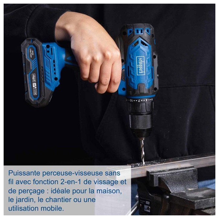 Perceuse visseuse sans fil C-DD45-X - 45 Nm mandrin 13mm - SCHEPPACH 20V IXES - Batterie 2Ah + chargeur 2.4A Perceuse visseuse sans fil C-DD45-X - 45 Nm mandrin 13mm - SCHEPPACH 20V IXES - Batterie 2Ah + chargeur 2.4A