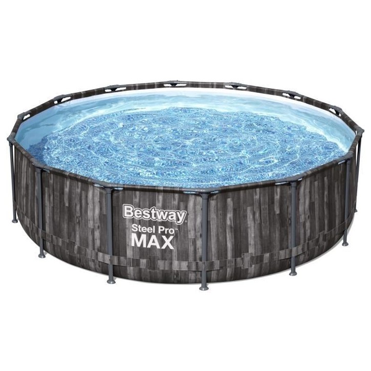 Kit Piscine hors sol tubulaire BESTWAY Steel Pro Max™ - 427 x 107 cm - Ronde (Livrée avec pompe de filtration, échelle)