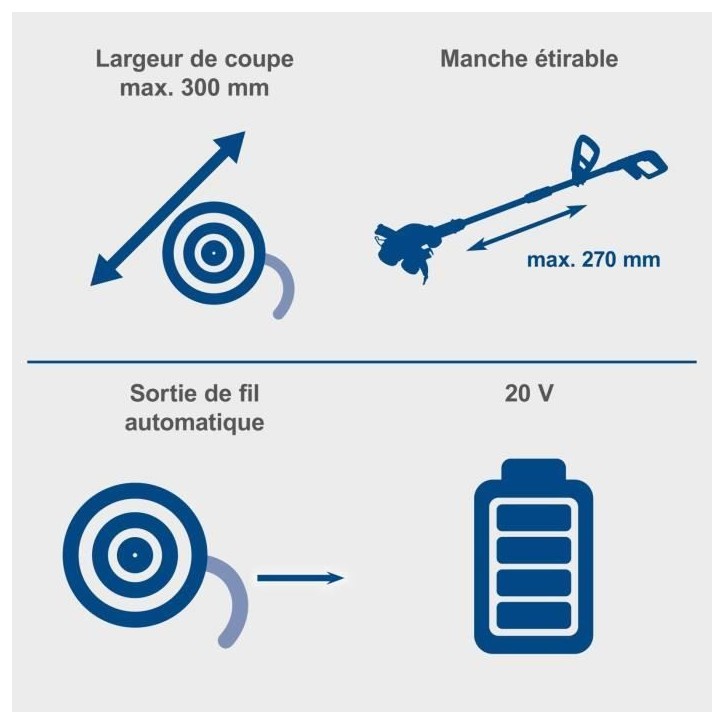 Coupe bordure sans fil SCHEPPACH C-LT300-X - SET S2 - Coupe 30cm - 2 batteries 20V 2Ah IXES + chargeur double