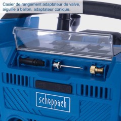 Compresseur sans fil Airforce 6 - pression max 10,3bars - 6 accessoires inclus - SCHEPPACH 20V IXES - Batterie 2Ah + chargeur 2.