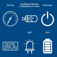 Compresseur sans fil Airforce 6 - pression max 10,3bars - 6 accessoire