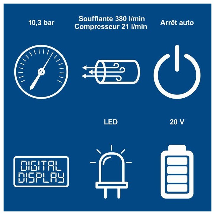 Compresseur sans fil Airforce 6 - pression max 10,3bars - 6 accessoires inclus - SCHEPPACH 20V IXES - Batterie 2Ah + chargeur 2.