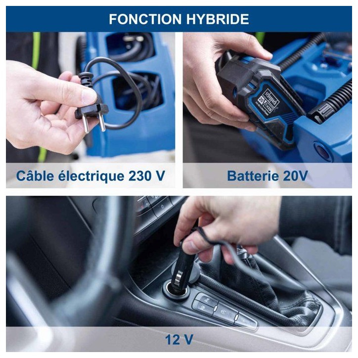 Compresseur sans fil Airforce 6 - pression max 10,3bars - 6 accessoires inclus - SCHEPPACH 20V IXES - Batterie 2Ah + chargeur 2.