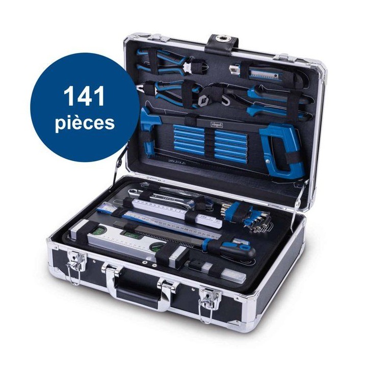 Mallette a outils SCHEPPACH - TB200 - 141 pieces - Outils en acier chrome vanadium - Mallette en aluminium