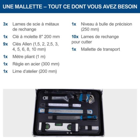 Mallette a outils SCHEPPACH - TB200 - 141 pieces - Outils en acier chrome vanadium - Mallette en aluminium
