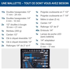 Mallette a outils SCHEPPACH - TB200 - 141 pieces - Outils en acier chr