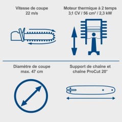 Tronçonneuse thermique a démarrage électrique SCHEPPACH - PCS56E -