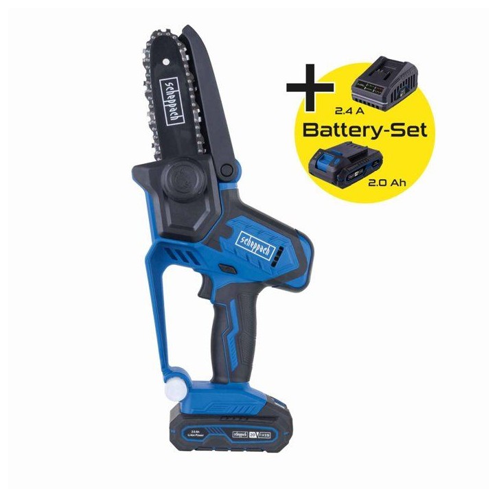 Scie de jardin sans fil SCHEPPACH C-PS100-X - SET S - Batterie 20V IXES 2 Ah + chargeur