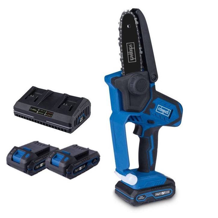 Scie de jardin sans fil SCHEPPACH C-PS100-X - SET S - 2 batteries 20V IXES 2 Ah + chargeur double
