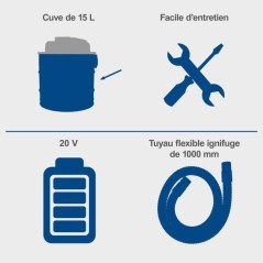 Aspirateur a cendres sans fil avec starterkit 2Ah C-AVC15-X - Set S -
