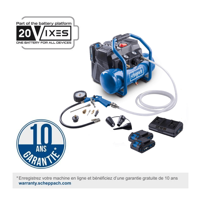Compresseur sans fil avec starterkit 2Ah + batterie 2Ah C-ACT160/6-X -