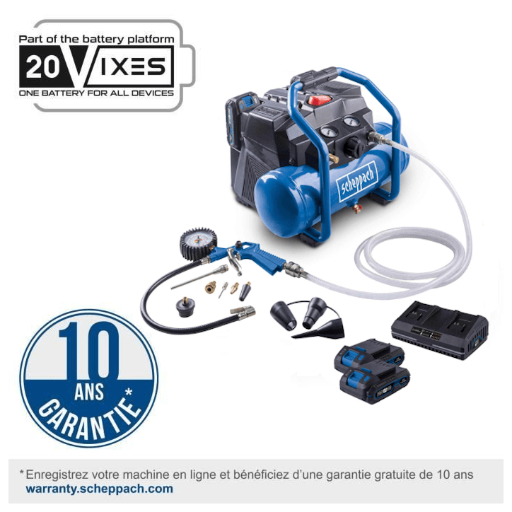 Compresseur sans fil avec starterkit 2Ah + batterie 2Ah C-ACT160/6-X - Set 2.5 - SCHEPPACH Compresseur sans fil avec starterkit 2Ah + batterie 2Ah C-ACT160/6-X - Set 2.5 - SCHEPPACH