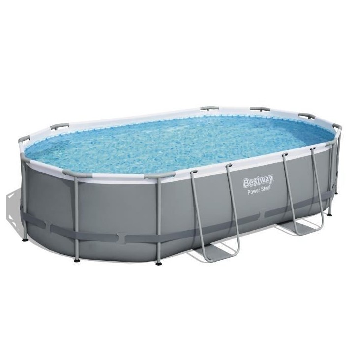 Kit Piscine hors sol tubulaire BESTWAY - Power Steel™- 488 x 305 x 107 cm - Ovale (Livrée avec une échelle, une bâche, un