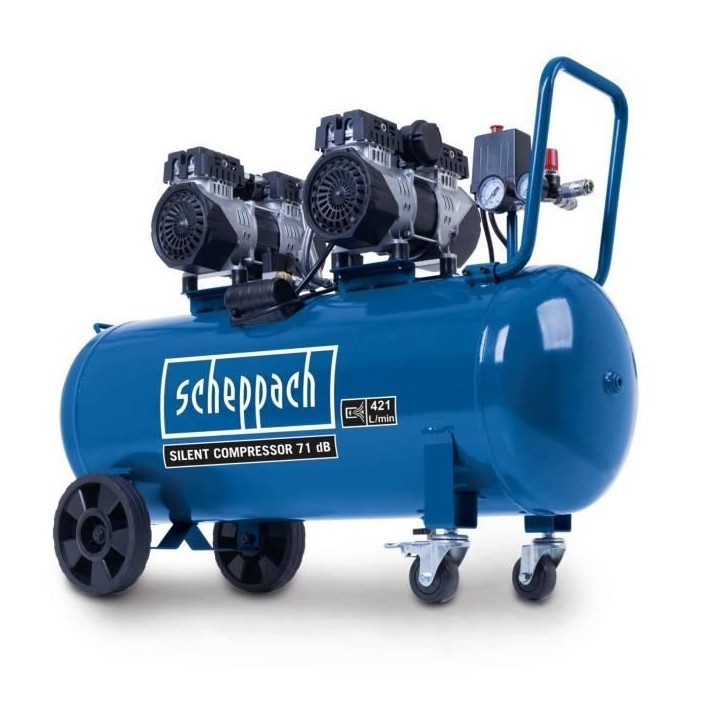 Compresseur d'air horizontal 4 cylindres Scheppach HC100Si - 100L - 2200 W - 8 bars - silencieux Compresseur d'air horizontal 4 cylindres Scheppach HC100Si - 100L - 2200 W - 8 bars - silencieux