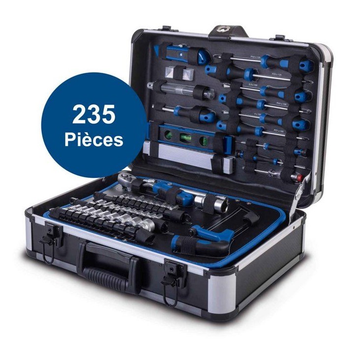 Mallette a outils SCHEPPACH - TB220 - 235 pieces - Outils en acier chrome vanadium - Mallette en aluminium Mallette a outils SCHEPPACH - TB220 - 235 pieces - Outils en acier chrome vanadium - Mallette en aluminium