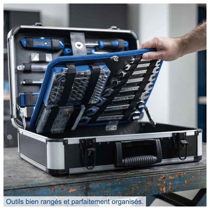 Mallette a outils SCHEPPACH - TB220 - 235 pieces - Outils en acier chrome vanadium - Mallette en aluminium Mallette a outils SCHEPPACH - TB220 - 235 pieces - Outils en acier chrome vanadium - Mallette en aluminium