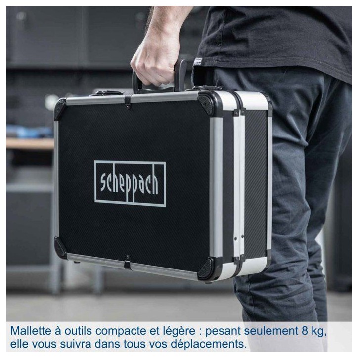 Mallette a outils SCHEPPACH - TB220 - 235 pieces - Outils en acier chrome vanadium - Mallette en aluminium Mallette a outils SCHEPPACH - TB220 - 235 pieces - Outils en acier chrome vanadium - Mallette en aluminium