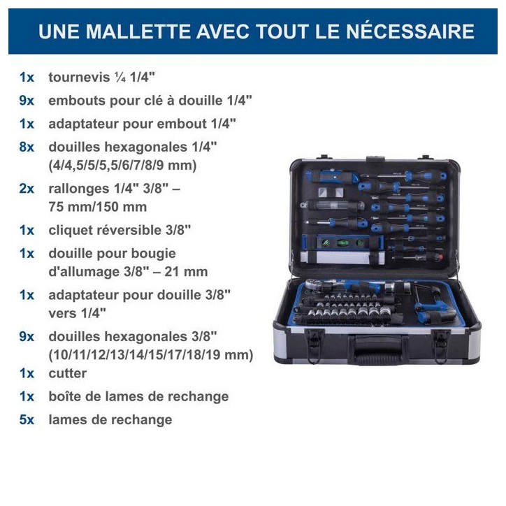 Mallette a outils SCHEPPACH - TB220 - 235 pieces - Outils en acier chrome vanadium - Mallette en aluminium Mallette a outils SCHEPPACH - TB220 - 235 pieces - Outils en acier chrome vanadium - Mallette en aluminium
