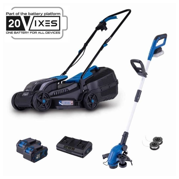Pack tondeuse BC-MP320-X 32 cm + Coupe-bordures C-LT300-X 2 en 1 - SCHEPPACH 20V IXES + 2 batteries 4ah + chargeur Pack tondeuse BC-MP320-X 32 cm + Coupe-bordures C-LT300-X 2 en 1 - SCHEPPACH 20V IXES + 2 batteries 4ah + chargeur