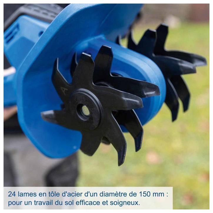 Motobineuse sans fil SCHEPPACH - BC-MT200-X Set S - Largeur travail 20 cm - 4 lames - Batterie 2.0Ah 20V IXES + chargeur 2.4A