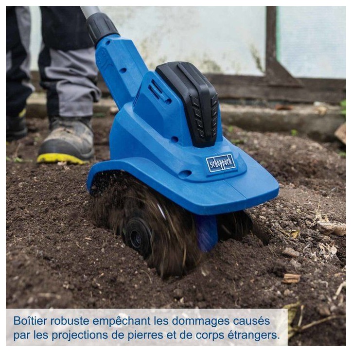 Motobineuse sans fil SCHEPPACH - BC-MT200-X Set S - Largeur travail 20 cm - 4 lames - Batterie 2.0Ah 20V IXES + chargeur 2.4A