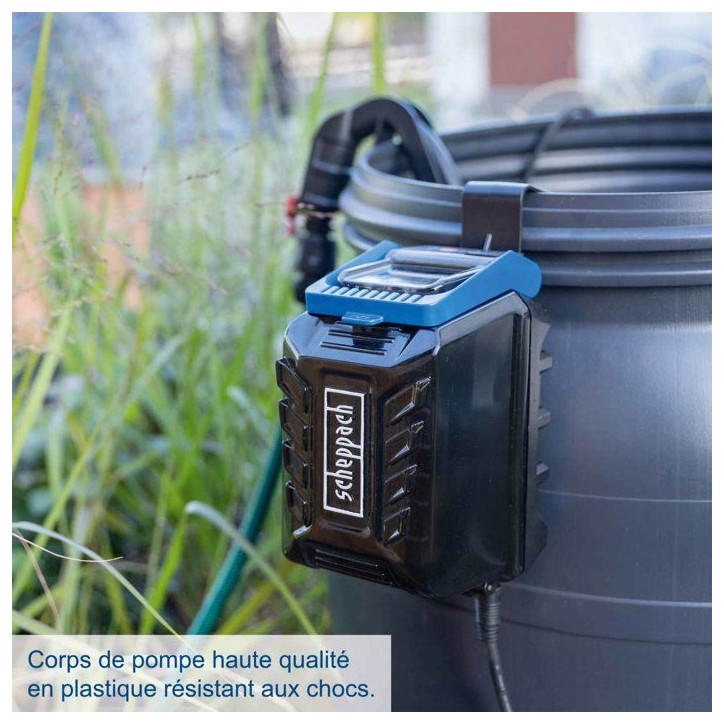 Pompe pour collecteur d'eau de pluie SCHEPPACH - C-RBP2000-X - Set S - 2000L/h - Batterie 2.0Ah 20V IXES + chargeur 2.4A Pompe pour collecteur d'eau de pluie SCHEPPACH - C-RBP2000-X - Set S - 2000L/h - Batterie 2.0Ah 20V IXES + chargeur 2.4A