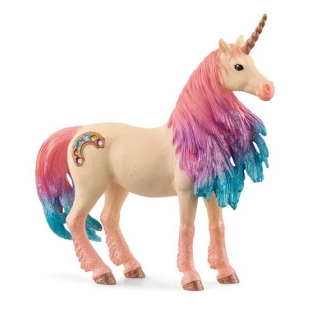 Figurine Licorne Marshmalow, jument, Pelage doux et criniere colorée,
