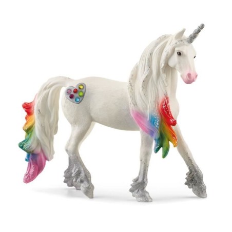 Figurine Licorne arc-en-ciel mâle, Jouet détaillé et réaliste, SCH