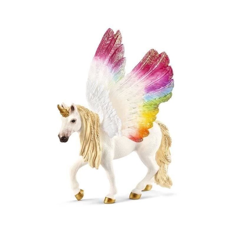 Figurine Licorne ailée arc-en-ciel, Multicolore, 16 x 15 x 18 cm - Sc