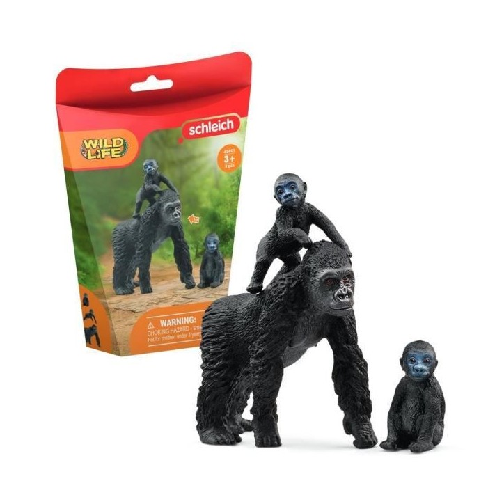 Figurine famille de Gorilles des Plaines, avec 1 maman gorille et ses 2 bébés, pour enfants des 3 ans - Schleich 42601 Wild li Figurine famille de Gorilles des Plaines, avec 1 maman gorille et ses 2 bébés, pour enfants des 3 ans - Schleich 42601 Wild li