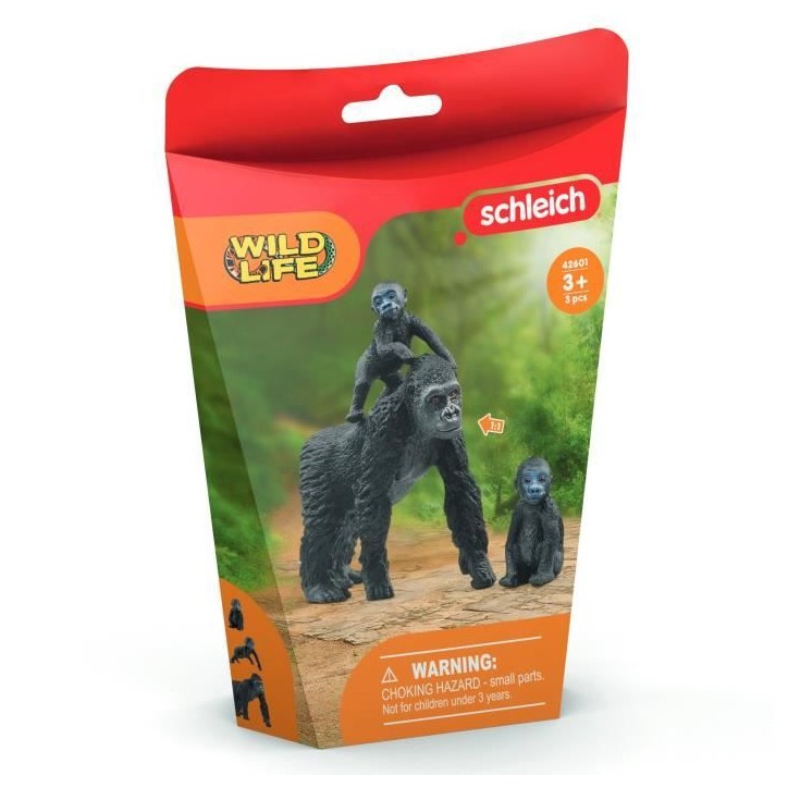 Figurine famille de Gorilles des Plaines, avec 1 maman gorille et ses 2 bébés, pour enfants des 3 ans - Schleich 42601 Wild li Figurine famille de Gorilles des Plaines, avec 1 maman gorille et ses 2 bébés, pour enfants des 3 ans - Schleich 42601 Wild li