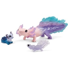 Figurine Animaux Marins - Coffret avec Salamandre Axolotl - Assortiment de 3 Jouets Schleich avec Maman et Bébé Axolotl - a of