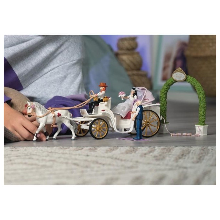 Figurine La caleche des mariés, des 5 ans, schleich 42641 HORSE CLUB, coffret 106 pieces